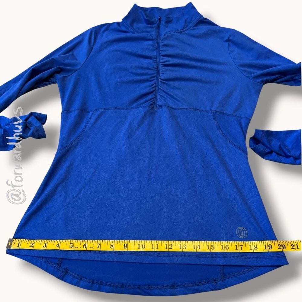 Balance Collection Ruched Mock Neck Pullover Blue Medium - Picture 8 of 10